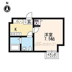JR山陰本線 円町駅 徒歩14分の賃貸マンション 3階1Kの間取り