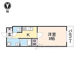 （仮称）西ノ京東月光町新築マンション 4階1Kの間取り