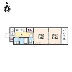 アドバンス京都リエートI 5階2Kの間取り