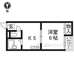 阪急京都本線 大宮駅 徒歩10分の賃貸マンション 1階1DKの間取り