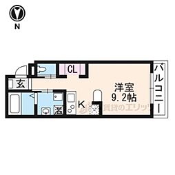 Ｒｏｙａｌ　Ｓｔａｇｅ神宮丸太町 1階ワンルームの間取り