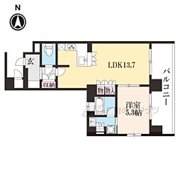 京都市営烏丸線 今出川駅 徒歩13分の賃貸マンション 6階1LDKの間取り