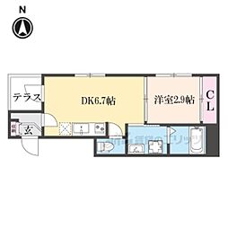 三永レジデンス京都 3階1DKの間取り