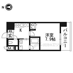 阪急京都本線 西院駅 徒歩11分の賃貸マンション 6階1Kの間取り