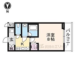 エステムコート京都西院 1Kの間取図画像