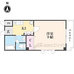 メディナ烏丸 1Kの間取図画像