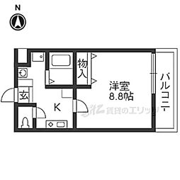 グランディール西院 1Kの間取図画像