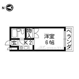 アスビール三条 1Kの間取図画像