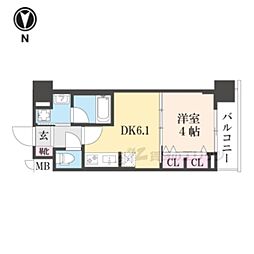 ベラジオ雅び烏丸十条2 1DKの間取図画像