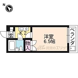 メゾン西野山 1Kの間取図画像