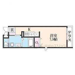 仮)アヴェルーチェ三条堀川 ワンルームの間取図画像