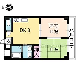 アーバンハイツ高辻 2LDKの間取図画像