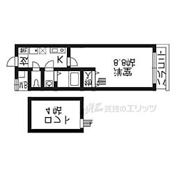クローバーコート 1Kの間取図画像