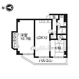 グランディール百万遍 2LDKの間取図画像