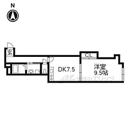 京福電気鉄道北野線 宇多野駅 徒歩12分の賃貸マンション 3階1DKの間取り