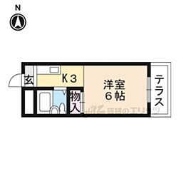 JR山陰本線 円町駅 バス6分 わら天神前下車 徒歩1分の賃貸マンション 2階ワンルームの間取り