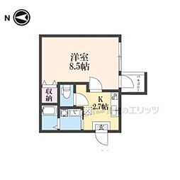 ビエノス京都花園 3階1Kの間取り