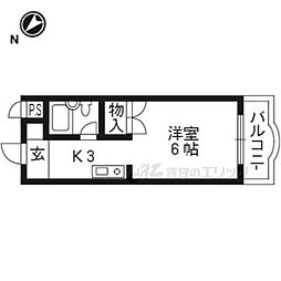 グレース五条 3階1Kの間取り