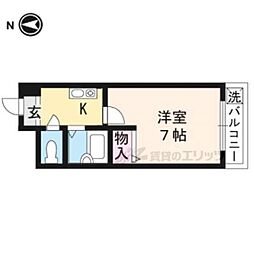 京福電気鉄道北野線 北野白梅町駅 徒歩11分の賃貸マンション 3階1Kの間取り