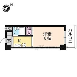 JR山陰本線 花園駅 徒歩5分の賃貸マンション 4階1Kの間取り