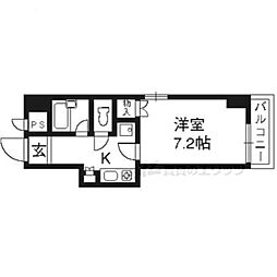 エステムコート御所南 8階1Kの間取り