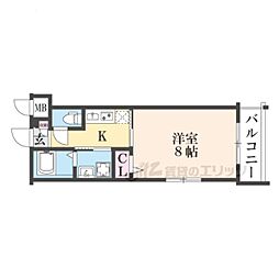 JR山陰本線 丹波口駅 徒歩8分の賃貸マンション 4階1Kの間取り