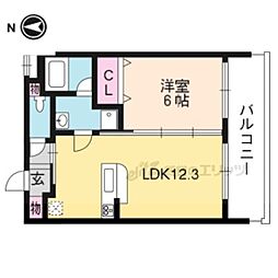 クオリア花園 4階1LDKの間取り