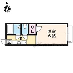 京福電気鉄道北野線 北野白梅町駅 徒歩24分の賃貸アパート 2階1Kの間取り