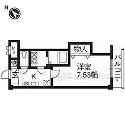 COTO GLANCE 紫明通 3階1Kの間取り