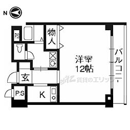 JR山陰本線 二条駅 徒歩5分の賃貸マンション 3階1Kの間取り