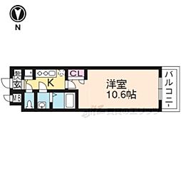 プレサンス京都四条大宮 3階1Kの間取り