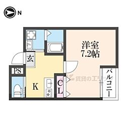 RAPPORT太秦広隆寺 4階1Kの間取り