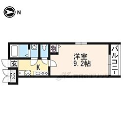 京福電気鉄道北野線 北野白梅町駅 徒歩13分の賃貸マンション 1階1Kの間取り