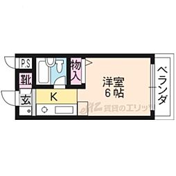 京福電気鉄道北野線 北野白梅町駅 バス6分 今出川浄福寺下車 徒歩5分の賃貸マンション 3階ワンルームの間取り