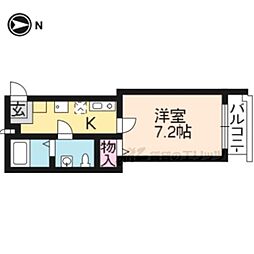 京都市営烏丸線 今出川駅 徒歩15分の賃貸マンション 2階1Kの間取り