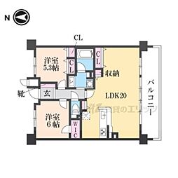JR山陰本線 丹波口駅 徒歩9分の賃貸マンション 4階2LDKの間取り