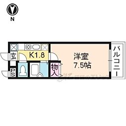 阪急京都本線 西院駅 徒歩30分の賃貸マンション 3階1Kの間取り