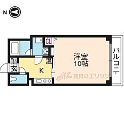 ソレイユ京衣笠 3階1Kの間取り