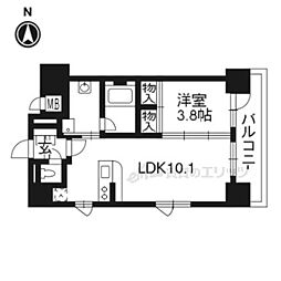 京都地下鉄東西線 二条城前駅 徒歩3分の賃貸マンション 5階1LDKの間取り