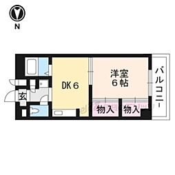 レジデンスオークラC棟 1DKの間取図画像