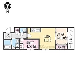 LaVita三条 1LDKの間取図画像