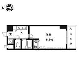 パインフィールド葛野大路 1Kの間取図画像