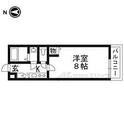 アークリード五条七本松 1Kの間取図画像
