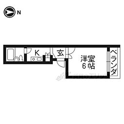 上野マンション 1Kの間取図画像
