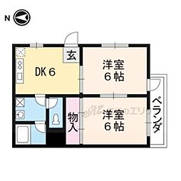 グランビュー太秦 2DKの間取図画像