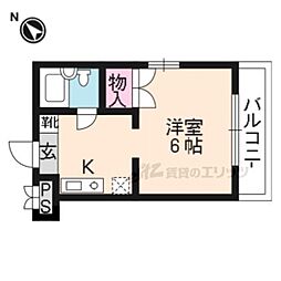 サン嵐山 1Kの間取図画像