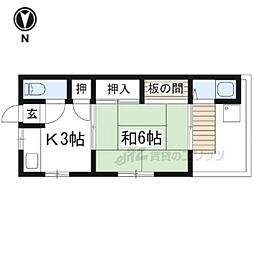 西野荘 1Kの間取図画像