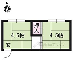 清雲荘 ワンルームの間取図画像