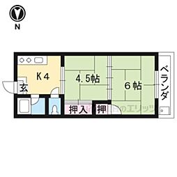 松扇荘II 1階2Kの間取り