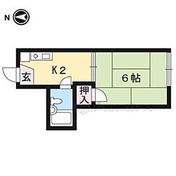 京都市営烏丸線 北大路駅 バス10分 千本北大路下車 徒歩3分の賃貸アパート 1階1Kの間取り